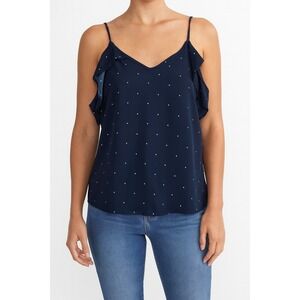 Abercrombie & Fitch Navy Polka Dot Ruffle‎ Cold Shoulder Cami Top